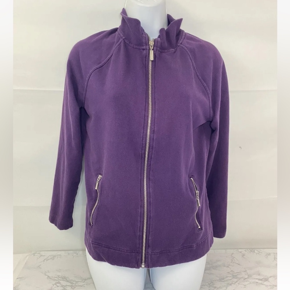 Croft & Barrow Women's Jacket Small Purple Zip Up Pockets Cotton Activew… - Picture 1 of 4